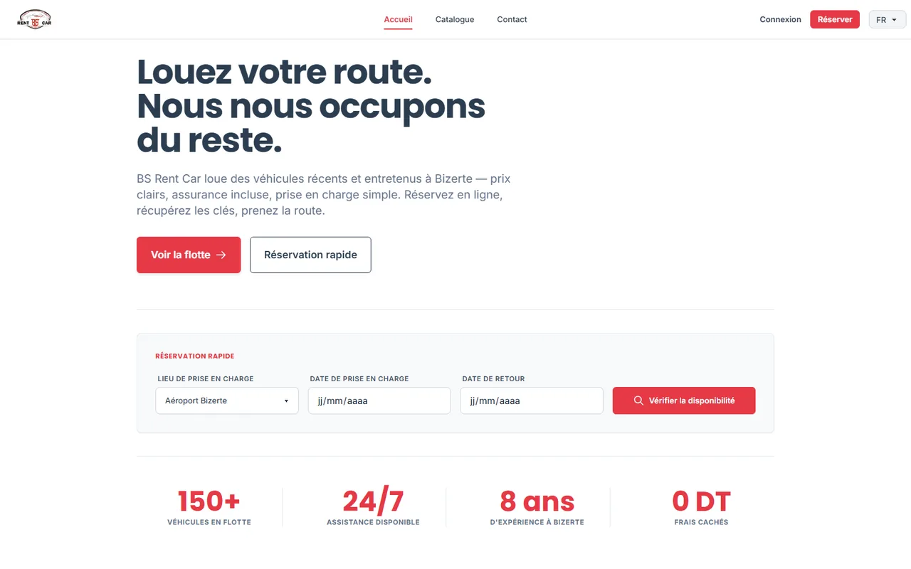 Capture d'écran du site BS Rent Car