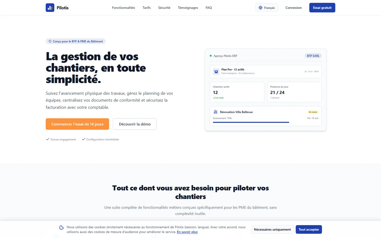 Capture d'écran du site Pilotis