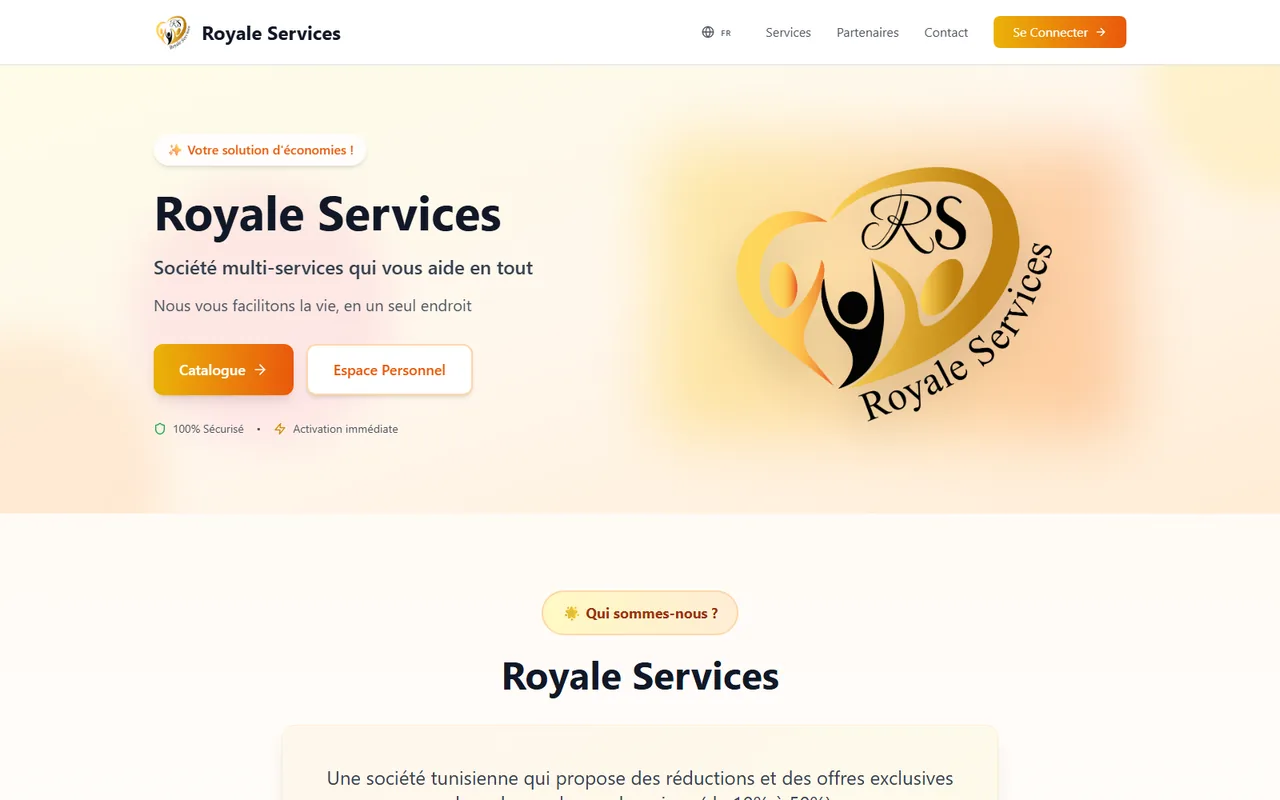 Capture d'écran du site Royale Services